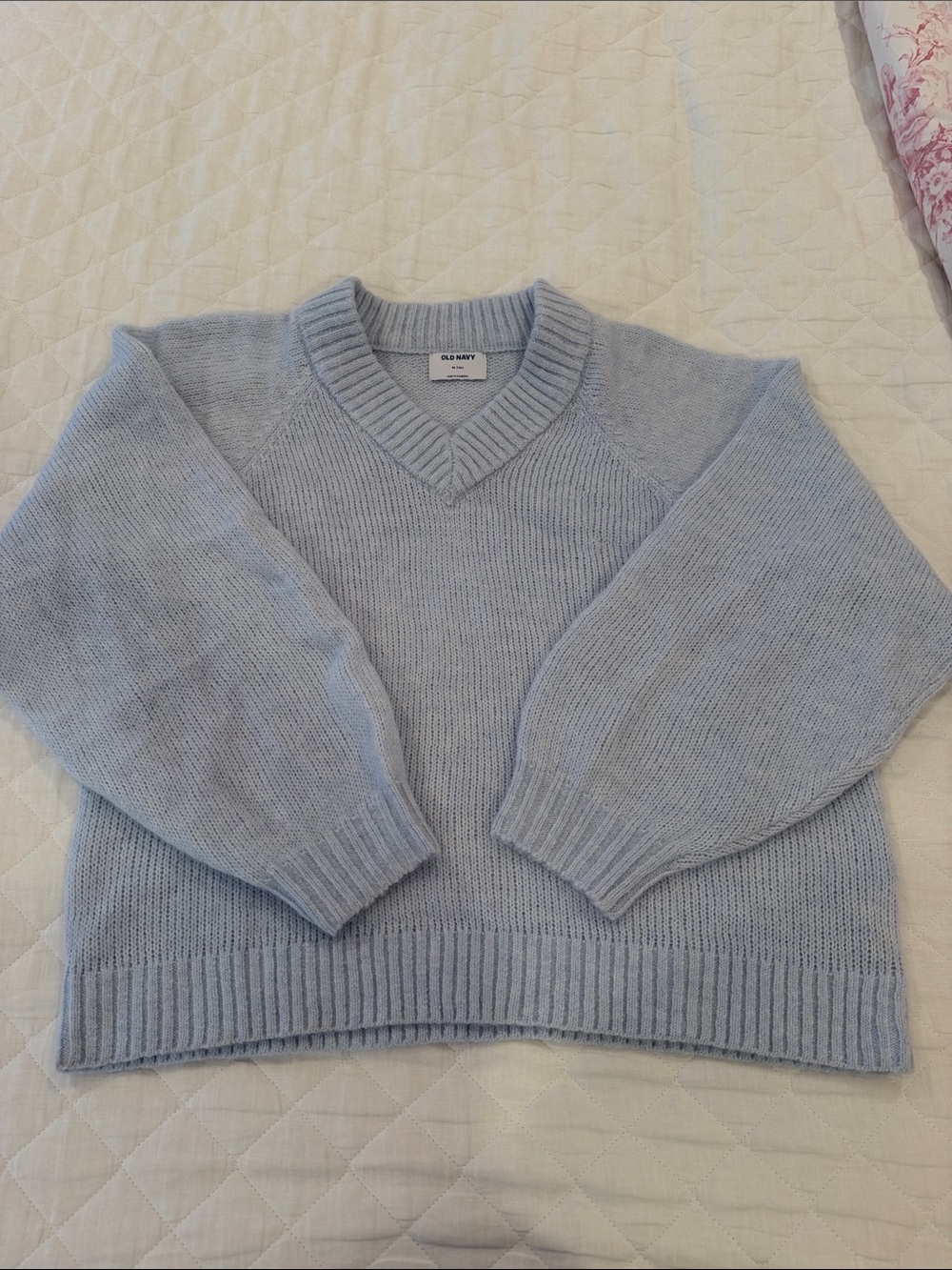 Old Navy Pale Blue V-Neck Cozy Knit Sweater